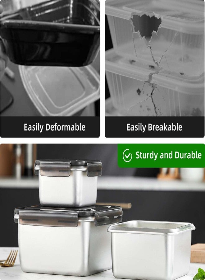 MAX COOK MAXCOOK 18/10 Stainless Steel Freezer Storage Containers With Lids, 94oz Food Container Leak Proof Metal Meal Prep Containers (2800ml) - Image 4